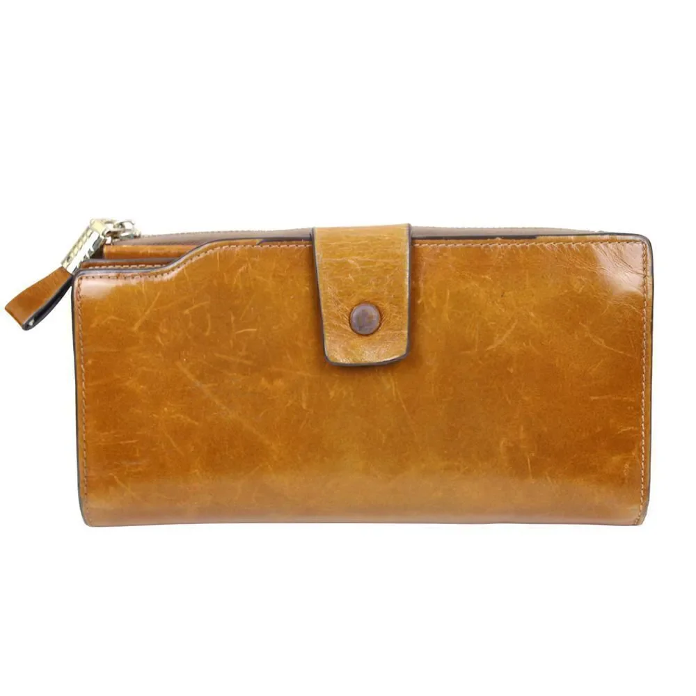 HANDCRAFTED TAN BROWN GENUINE LEATHER ID CARD COIN BILL HOLDER BIFOLD WALLET